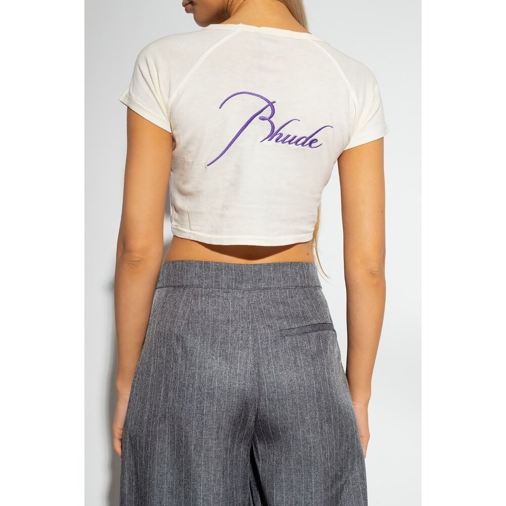 NEW RHUDE WOMEN'S BABY CLASSIQUE CROPPED TEE